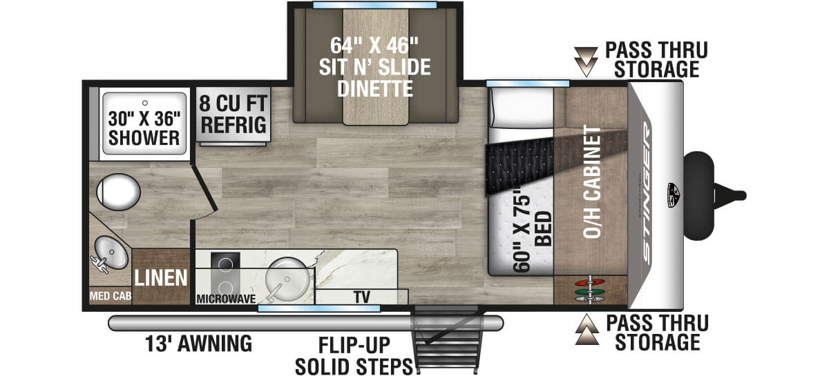 2026 Venture RV SportTrek Stinger STS171VMK Travel Trailer Floorplan