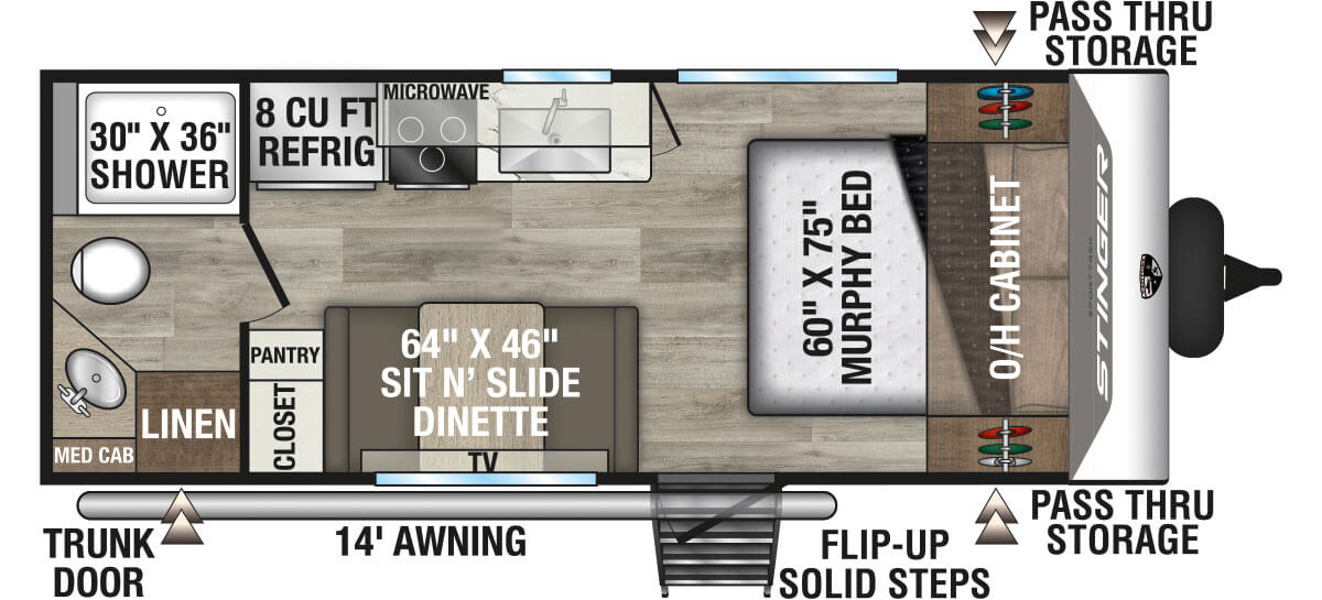 2026 Venture RV SportTrek Stinger STS192VRB Travel Trailer Floorplan