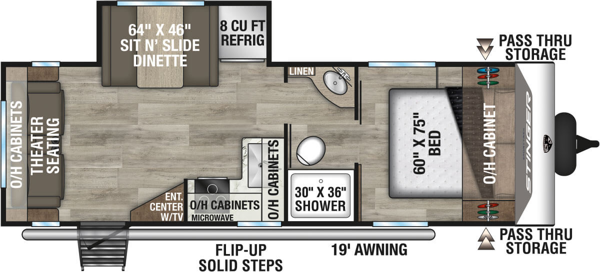 2026 Venture RV SportTrek Stinger STS232VRL Travel Trailer Floorplan