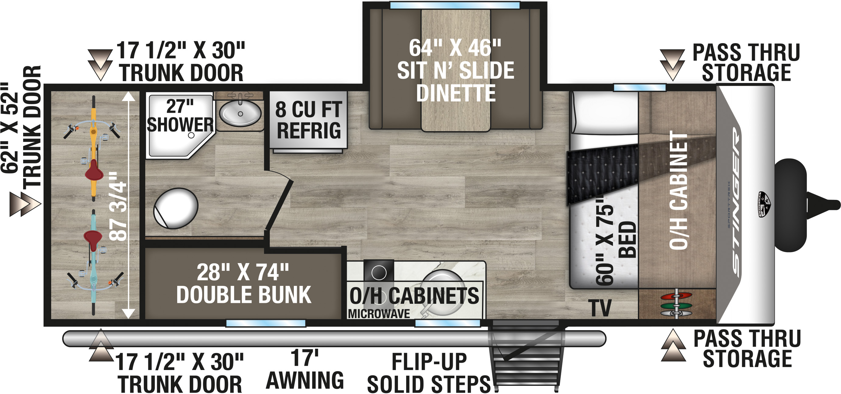 2026 Venture RV SportTrek Stinger STS222VUD Travel Trailer Floorplan