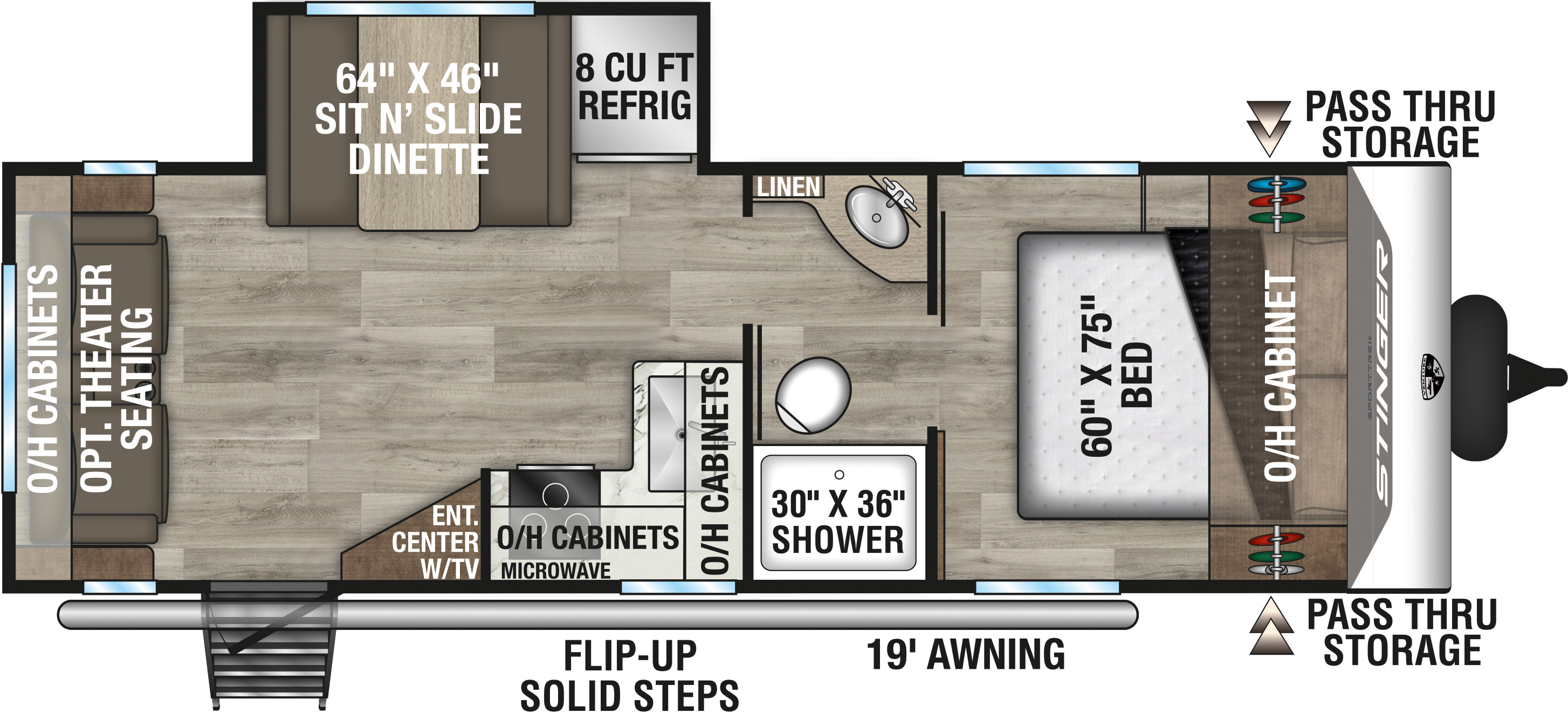 2026 Venture RV SportTrek Stinger STS232VRL Travel Trailer Floorplan