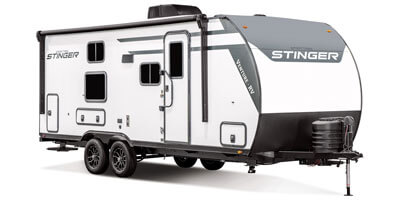 2026 Venture RV SportTrek Stinger STS222VUD Travel Trailer Exterior Front 3-4 Door Side