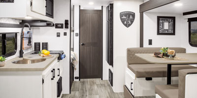 2026 Venture RV SportTrek Stinger STS222VUD Travel Trailer Kitchen and Dinette