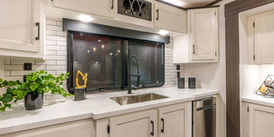 2025 Venture RV SportTrek Touring Edition STTF353VRK Fifth Wheel Kitchen 3