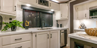 2025 Venture RV SportTrek Touring Edition STTF353VRK Fifth Wheel Kitchen 4