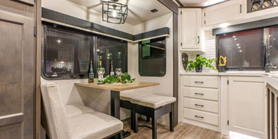 2025 Venture RV SportTrek Touring Edition STTF353VRK Fifth Wheel Kitchen and Dining Area