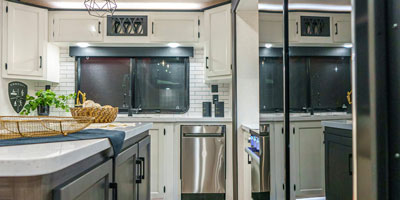 2025 Venture RV SportTrek Touring Edition STTF353VRK Fifth Wheel Kitchen Galley