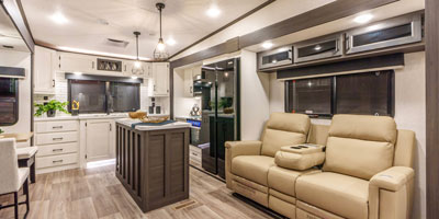 2025 Venture RV SportTrek Touring Edition STTF353VRK Fifth Wheel Living Room 3
