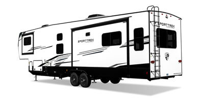 2025 Venture RV SportTrek Touring Edition STTF363VFR Fifth Wheel Exterior Rear 3-4 Off Door Side