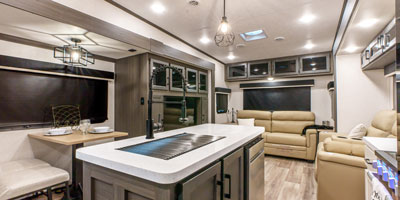 2025 Venture RV SportTrek Touring Edition STTF363VFR Fifth Wheel Kitchen Island and Dishwasher