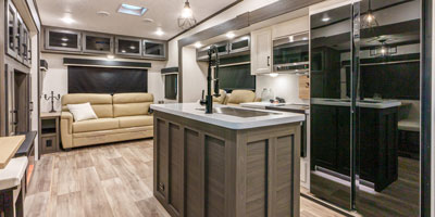 2025 Venture RV SportTrek Touring Edition STTF363VFR Fifth Wheel Living Room