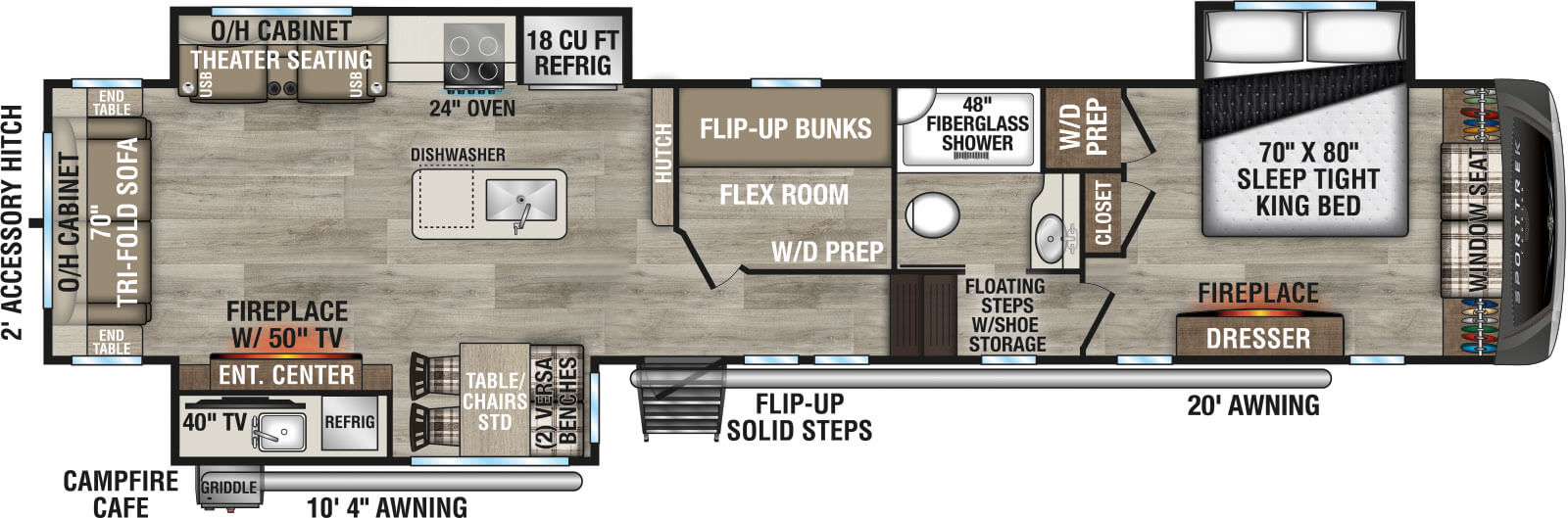 2026 Venture RV SportTrek Touring Edition STTF363VFR Fifth Wheel Floorplan