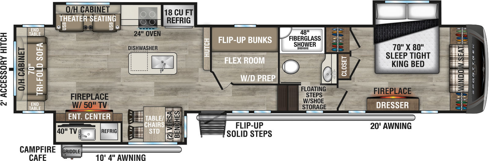 2026 Venture RV SportTrek Touring Edition STTF363VFR Fifth Wheel Floorplan