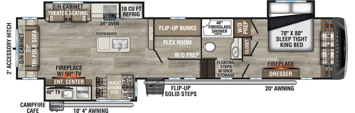 2026 Venture RV SportTrek Touring Edition STTF363VFR Fifth Wheel Floorplan