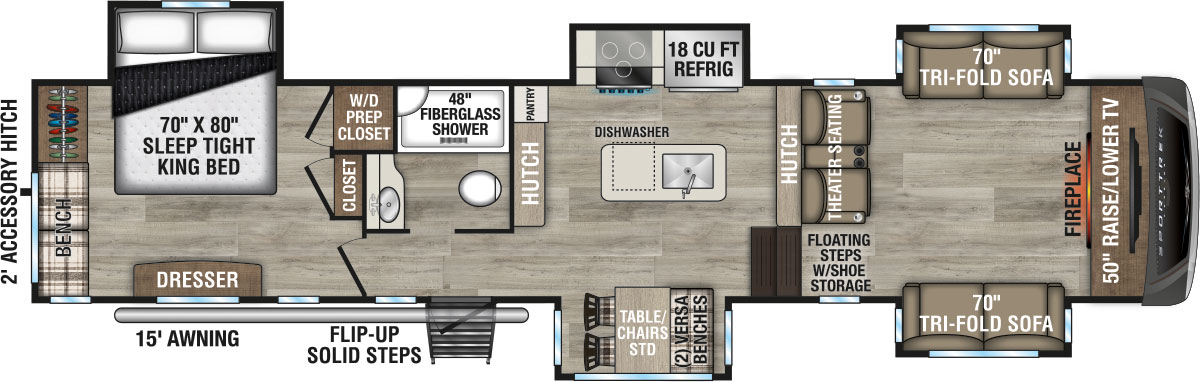 2026 Venture RV SportTrek Touring Edition STTF365VFL Fifth Wheel Floorplan