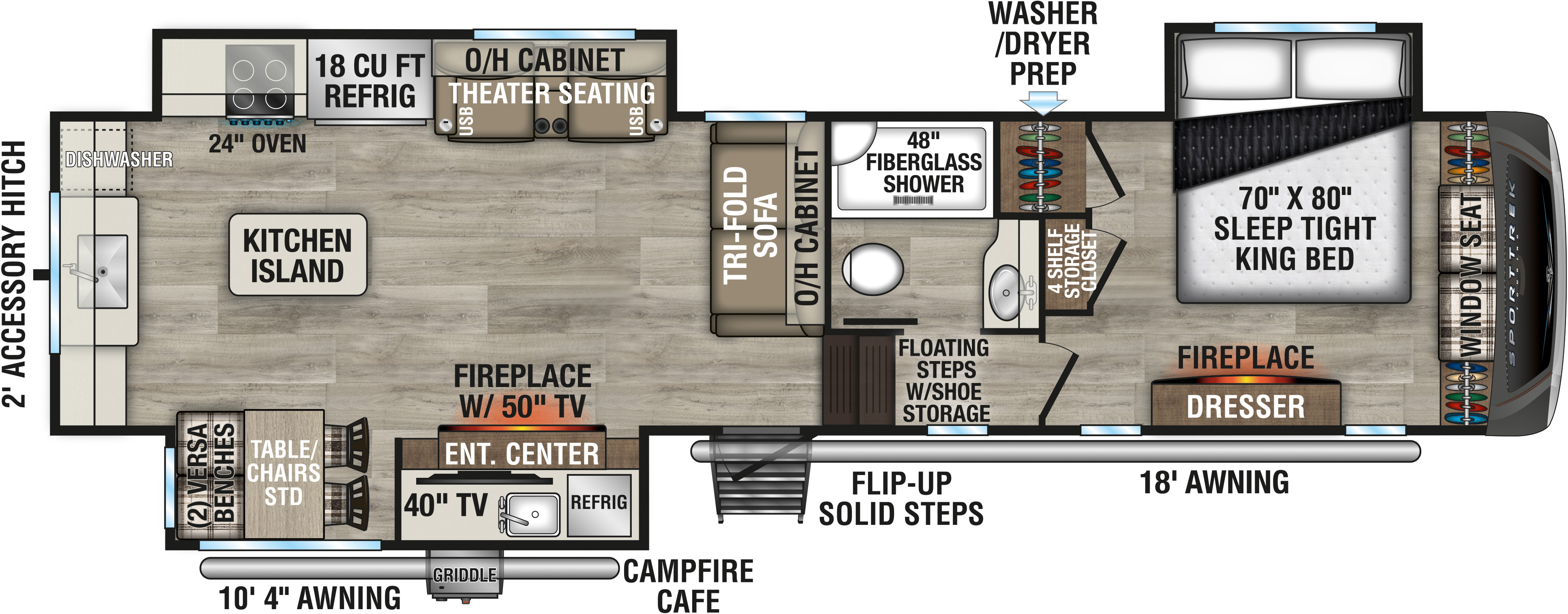 2026 Venture RV SportTrek Touring Edition STTF353VRK Fifth Wheel Floorplan