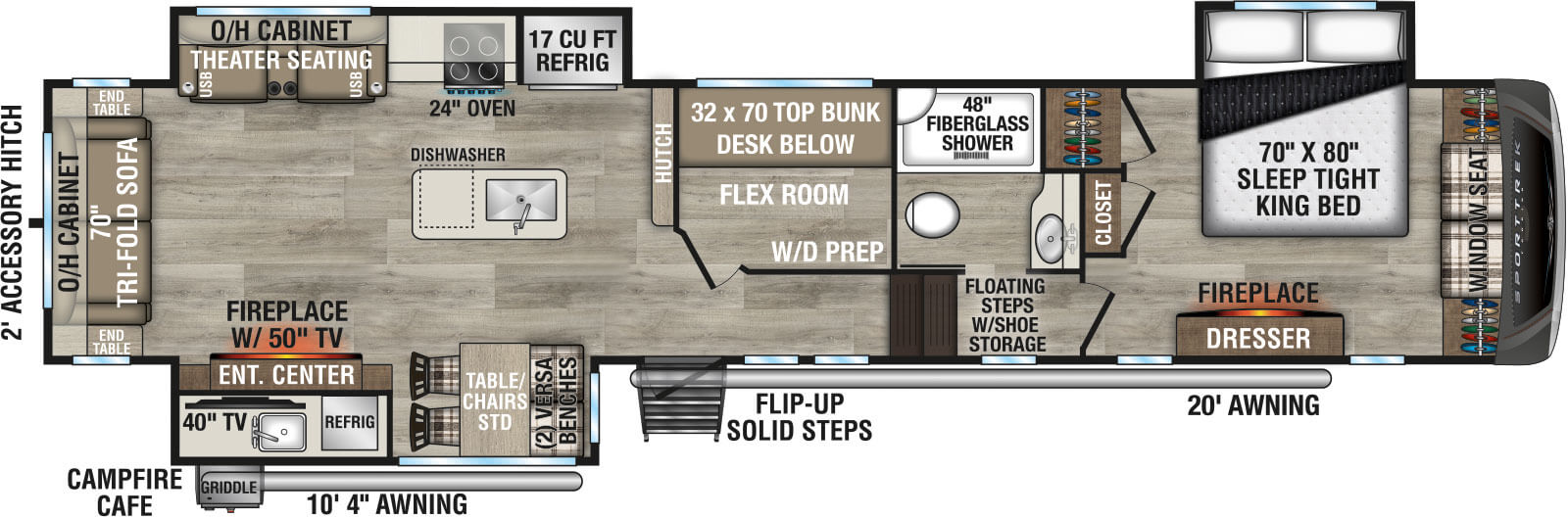 2027 Venture RV SportTrek Touring Edition STTF363VFR Fifth Wheel Floorplan