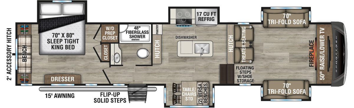 2026 Venture RV SportTrek Touring Edition STTF365VFL Fifth Wheel Floorplan