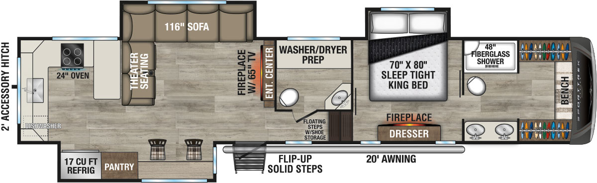 2026 Venture RV SportTrek Touring Edition STTF373VRK Fifth Wheel Floorplan