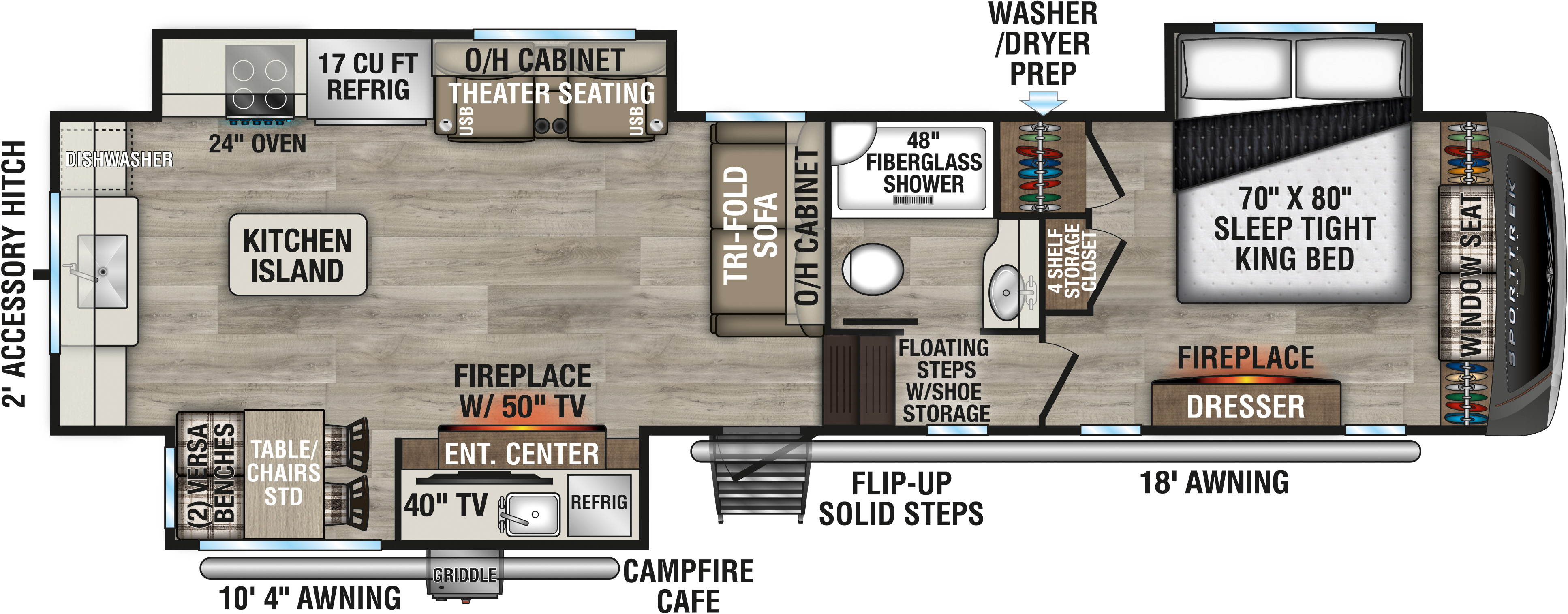 2027 Venture RV SportTrek Touring Edition STTF353VRK Fifth Wheel Floorplan