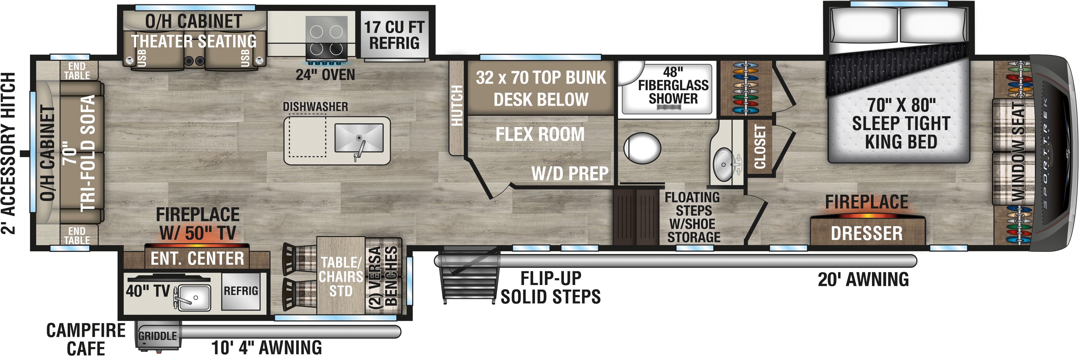 2027 Venture RV SportTrek Touring Edition STTF363VFR Fifth Wheel Floorplan