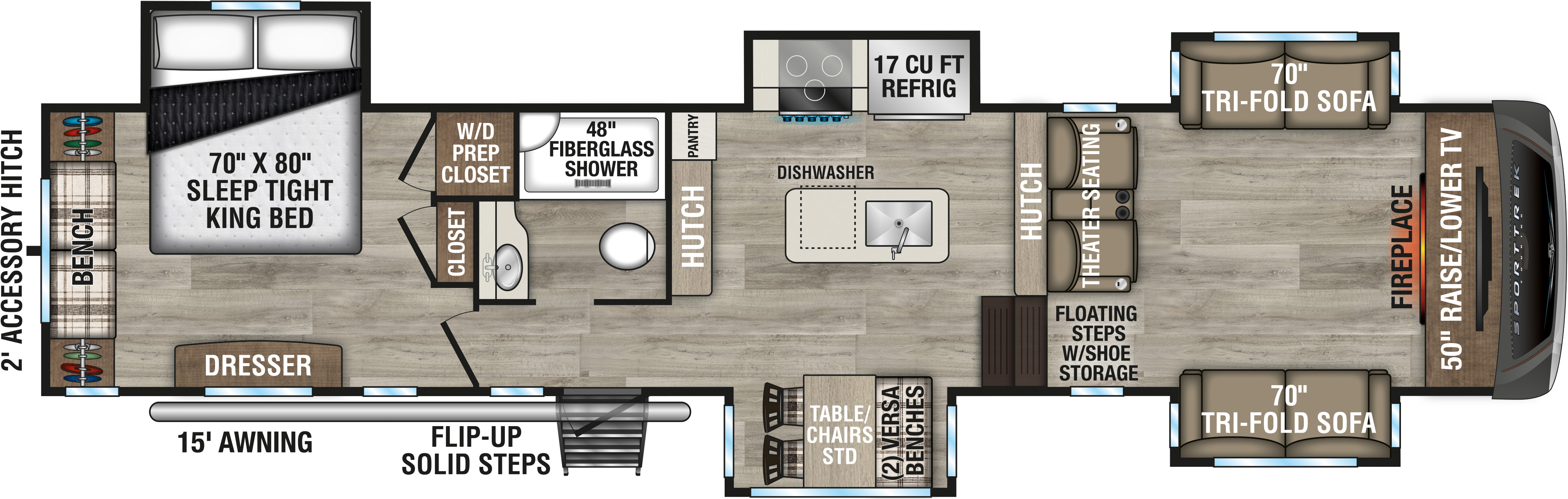 2027 Venture RV SportTrek Touring Edition STTF365VFL Fifth Wheel Floorplan