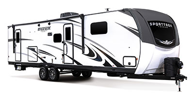 2023 Venture RV SportTrek Touring Edition STT312VBH Travel Trailer Exterior Front 3-4 Door Side