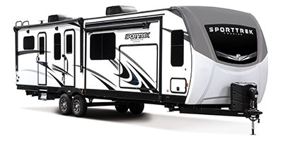 2023 Venture RV SportTrek Touring Edition STT333VMI Travel Trailer Exterior Front 3-4 Door Side