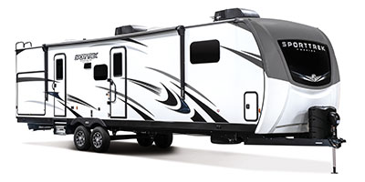 2023 Venture RV SportTrek Touring Edition STT343VBH Travel Trailer Exterior Front 3-4 Door Side