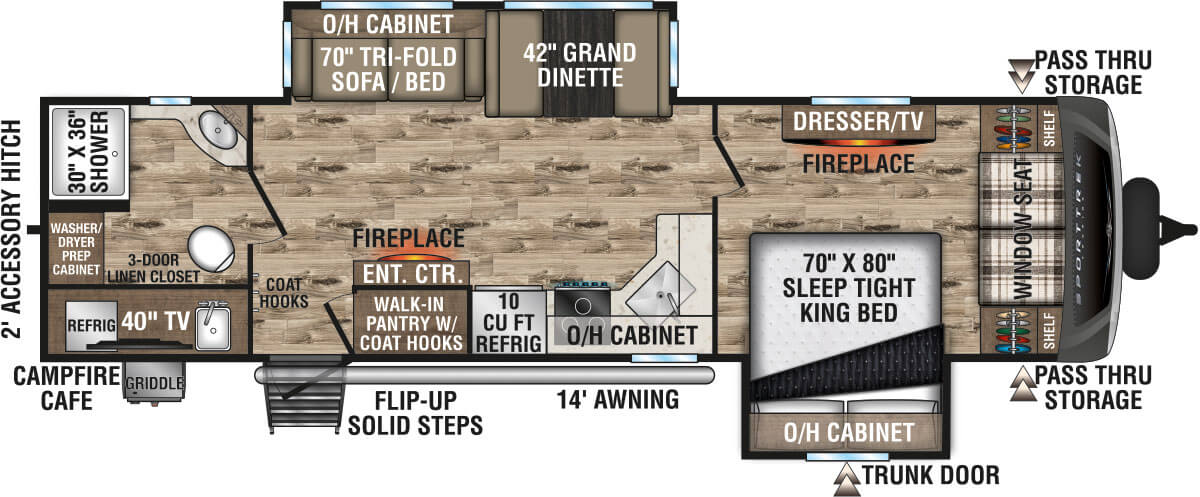 2024 Venture RV SportTrek Touring Edition STT292VRB Travel Trailer Floorplan