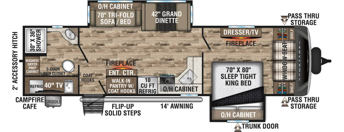 2024 Venture RV SportTrek Touring Edition STT292VRB Travel Trailer Floorplan