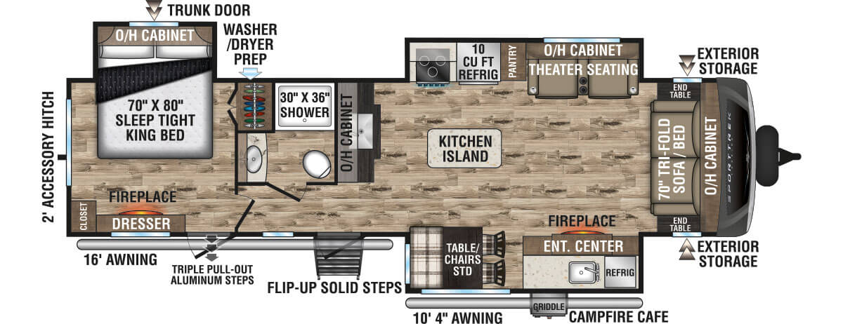 2024 Venture RV SportTrek Touring Edition STT333VMI Travel Trailer Floorplan