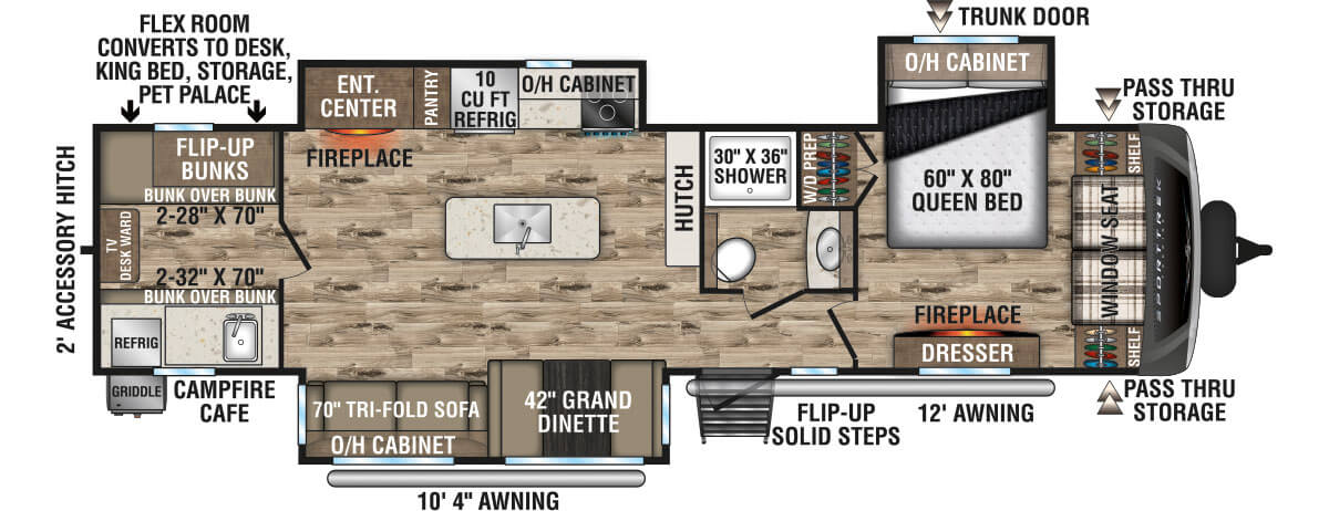 2024 Venture RV SportTrek Touring Edition STT343VIB Travel Trailer Floorplan