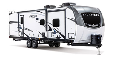 2024 Venture RV SportTrek Touring Edition STT292VRB Travel Trailer Exterior Front 3-4 Door Side