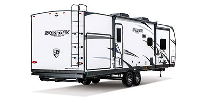 2024 Venture RV SportTrek Touring Edition STT292VRB Travel Trailer Exterior Rear 3-4 Door Side