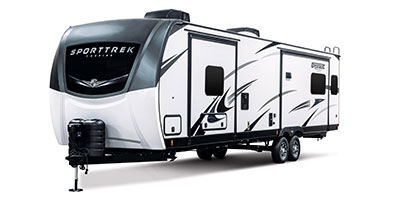 2024 Venture RV SportTrek Touring Edition STT343VIK Travel Trailer Exterior Front 3-4 Off Door Side