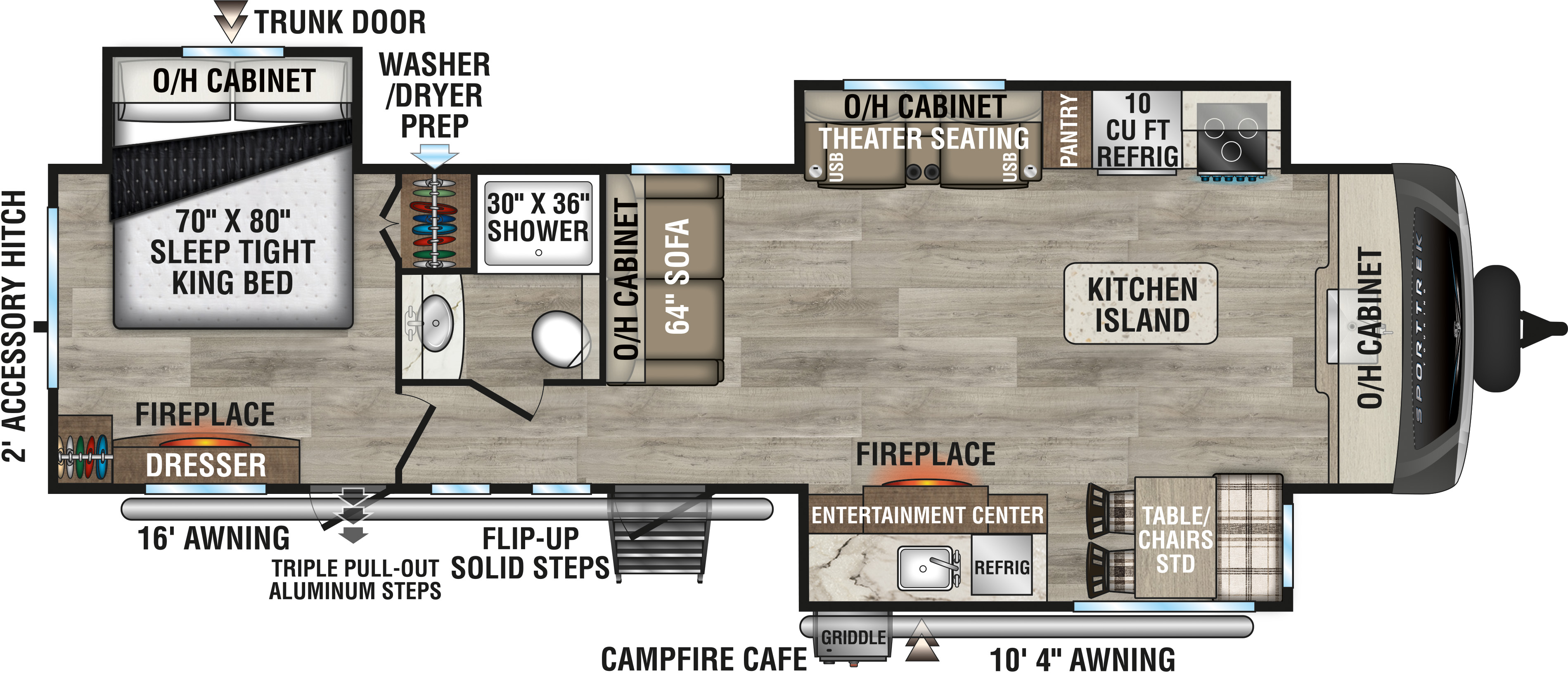 2025 Venture RV SportTrek Touring Edition STT333VFK Travel Trailer Floorplan