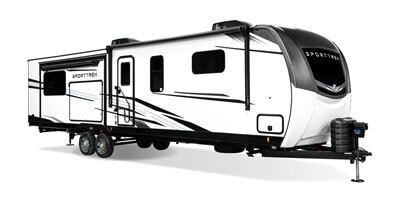 2025 Venture RV SportTrek Touring Edition STT336VRK Travel Trailer Exterior Front 3-4 Door Side