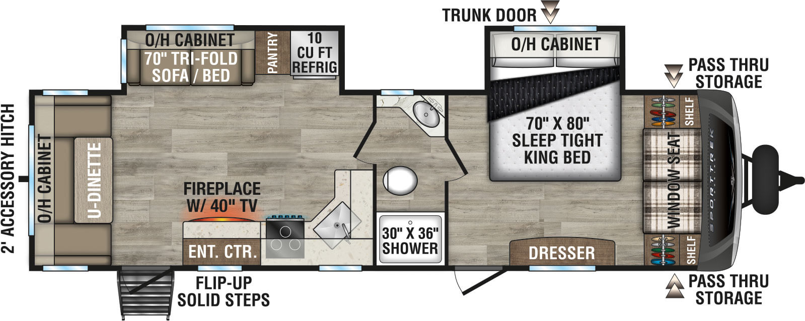 2026 Venture RV SportTrek Touring Edition STT302VRD Travel Trailer Floorplan