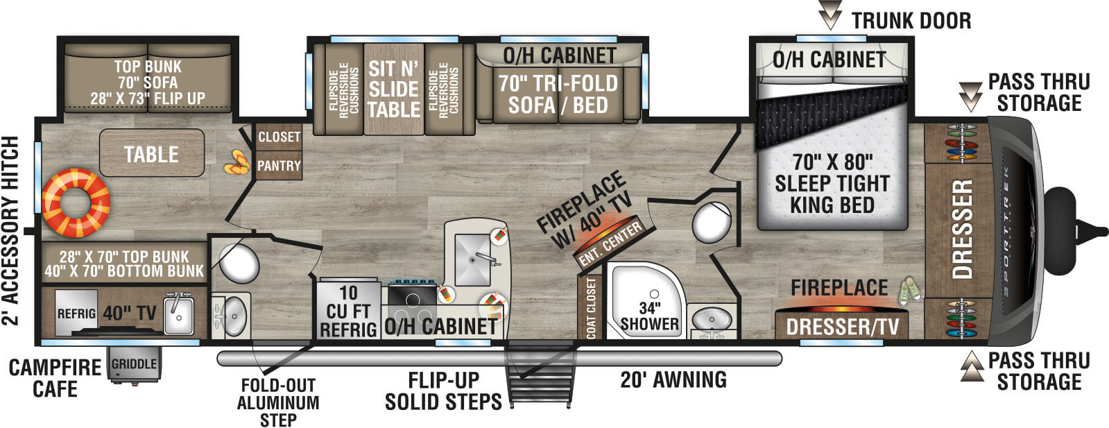 2026 Venture RV SportTrek Touring Edition STT343VBH Travel Trailer Floorplan