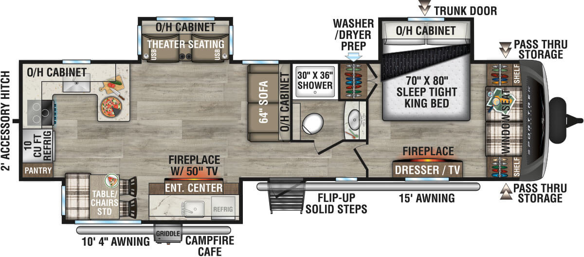 2027 Venture RV SportTrek Touring Edition STT336VRK Travel Trailer Floorplan