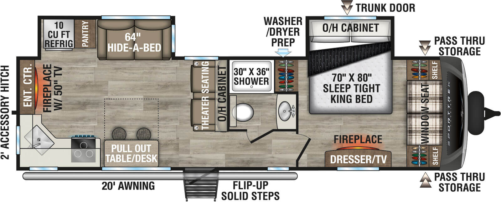 2027 Venture RV SportTrek Touring Edition STT282VRE Travel Trailer Floorplan