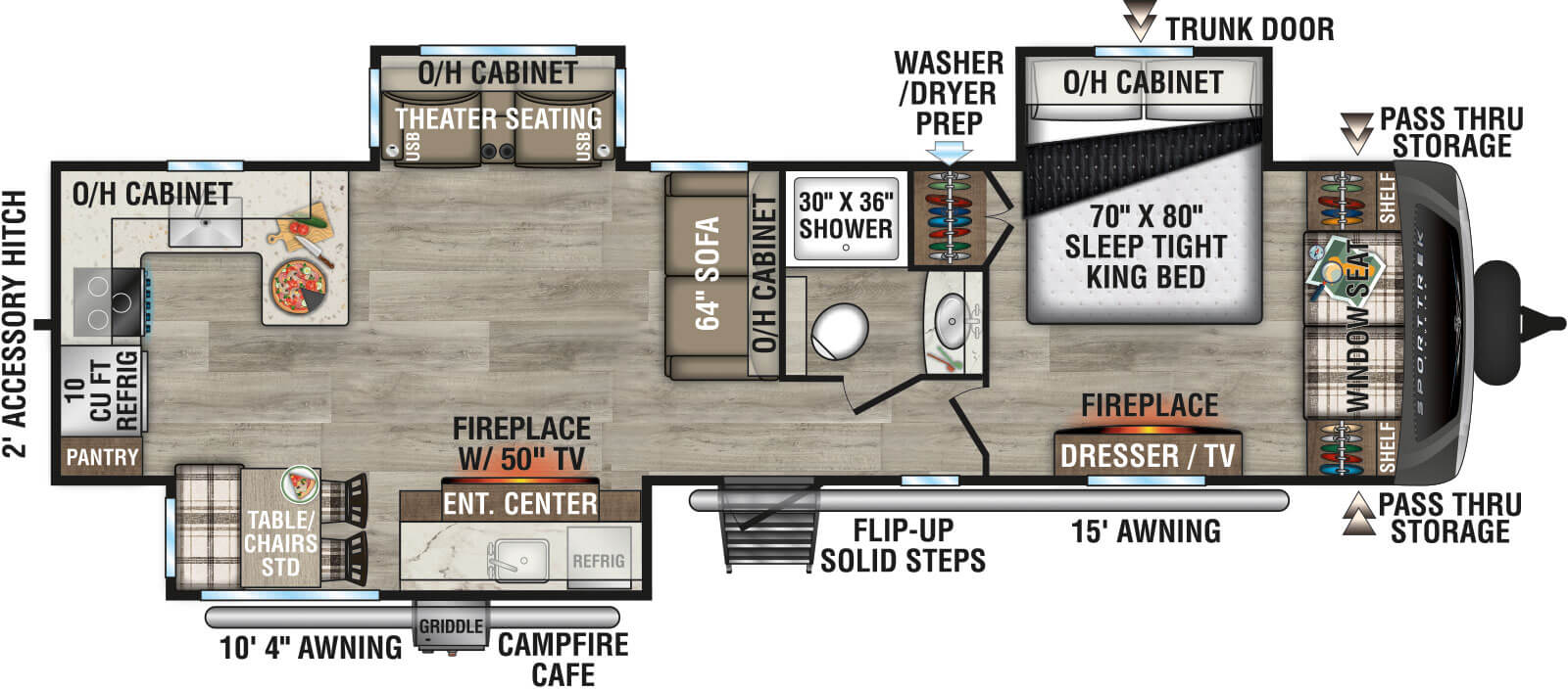 2027 Venture RV SportTrek Touring Edition STT336VRK Travel Trailer Floorplan