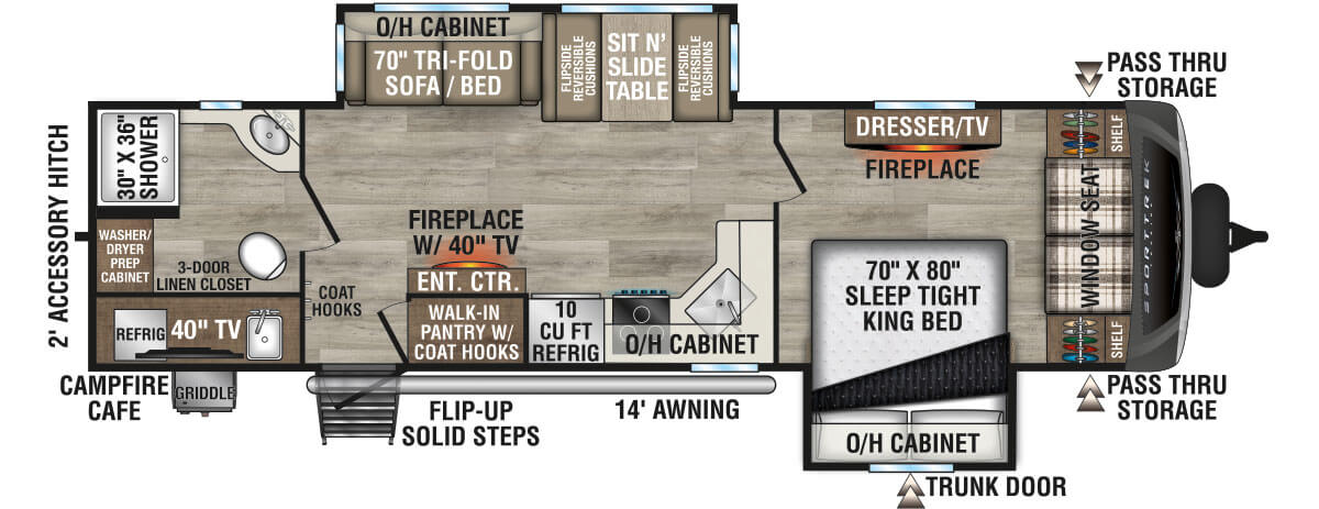2026 Venture RV SportTrek Touring Edition STT292VRB Travel Trailer Floorplan