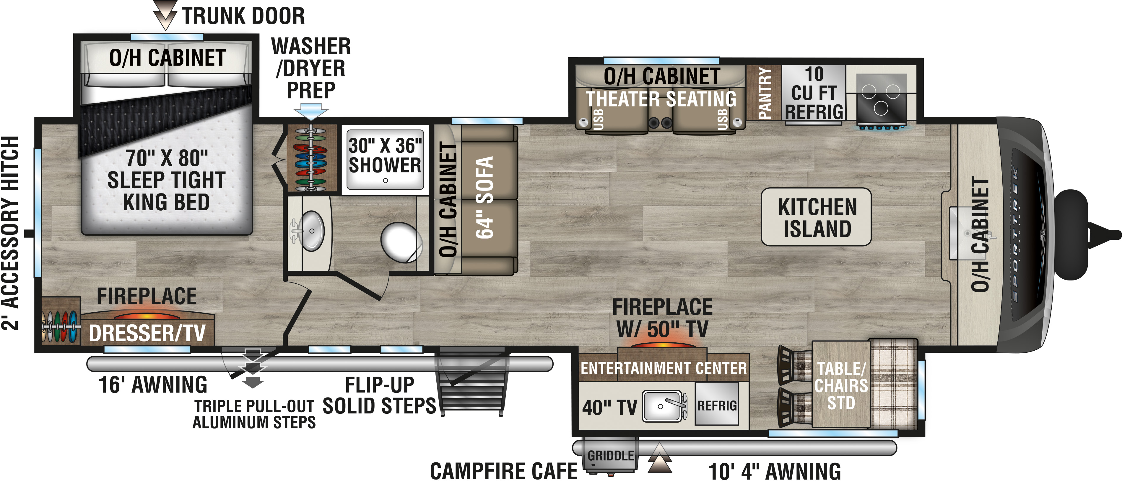 2027 Venture RV SportTrek Touring Edition STT333VFK Travel Trailer Floorplan