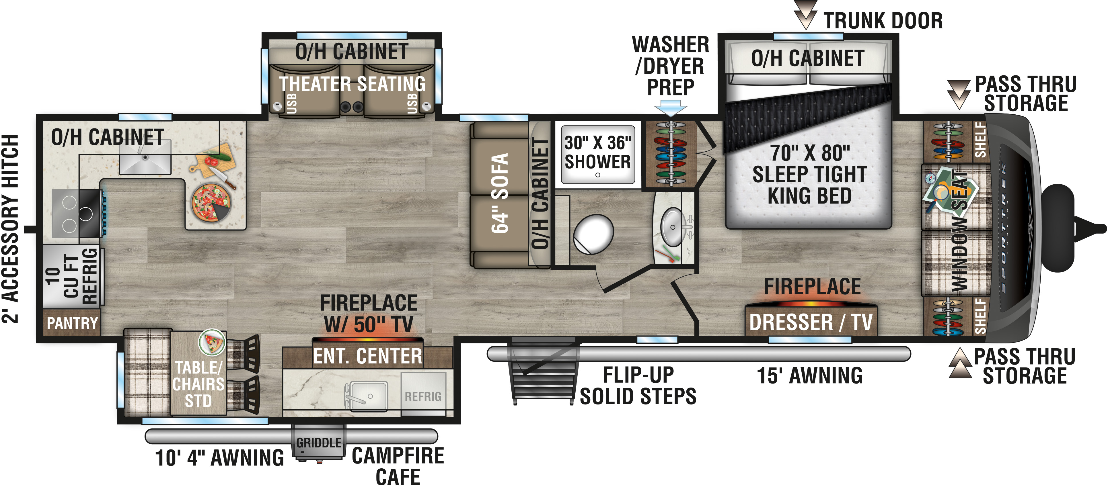 2027 Venture RV SportTrek Touring Edition STT336VRK Travel Trailer Floorplan