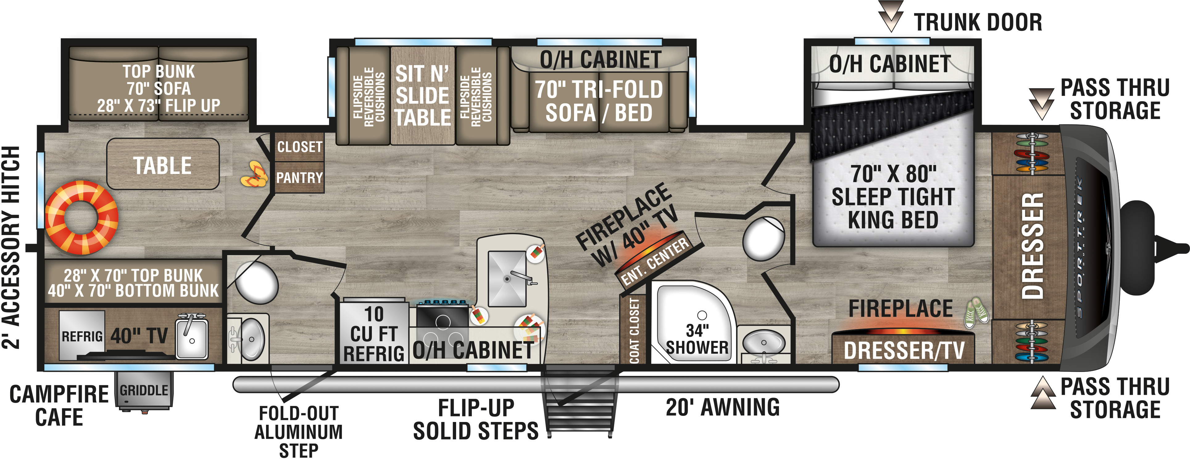 2027 Venture RV SportTrek Touring Edition STT343VBH Travel Trailer Floorplan