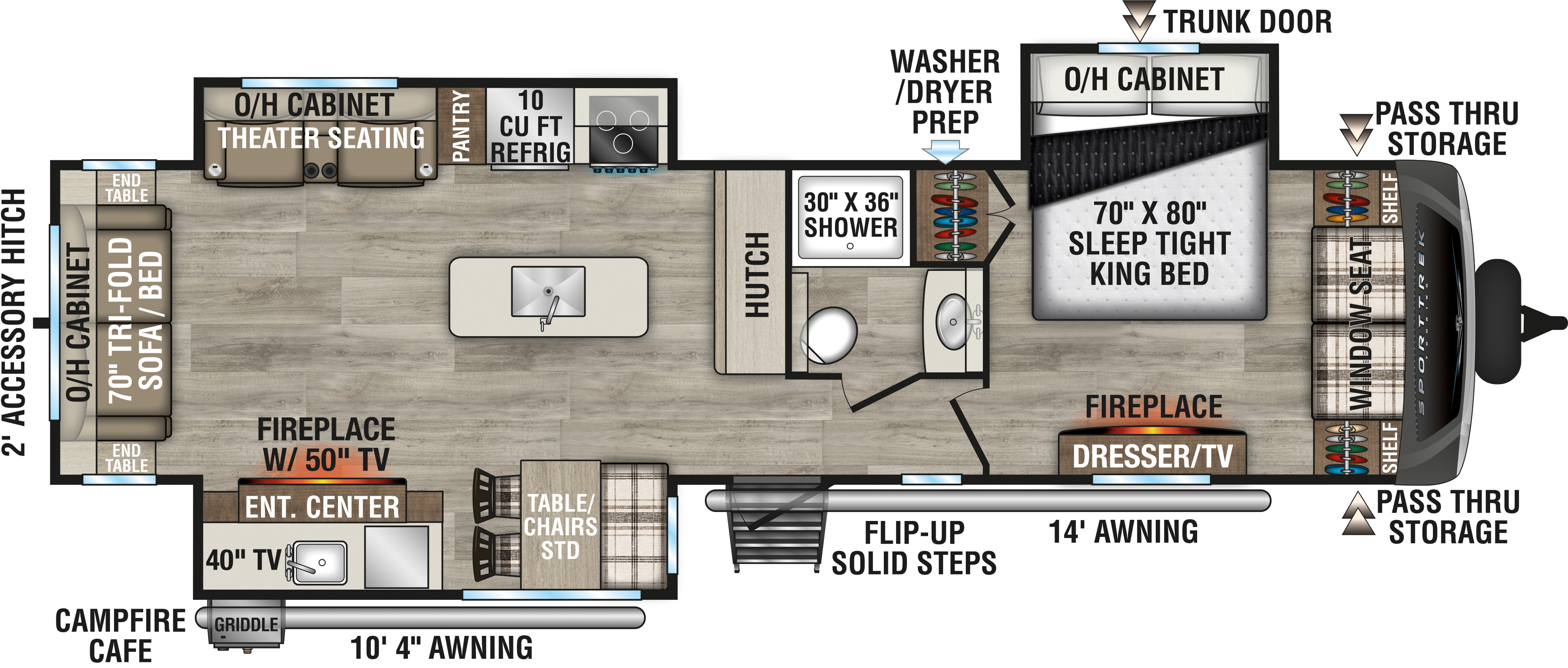2027 Venture RV SportTrek Touring Edition STT343VIK Travel Trailer Floorplan