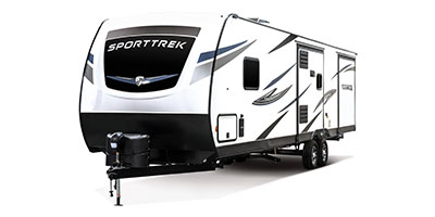 2023 Venture RV SportTrek ST327VIK Travel Trailer Exterior Front 3-4 Off Door Side