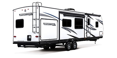 2023 Venture RV SportTrek ST327VIK Travel Trailer Exterior Rear 3-4 Door Side